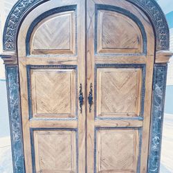 Hand Carved Wood And Marble Gorgeous Armoire 