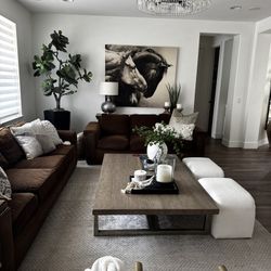 Custom Brown Sofas With Down Blend Cushions (7 Foot And 9 Foot; Will Sell Separately)