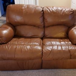 Brown Leather Loveseat Recliner 