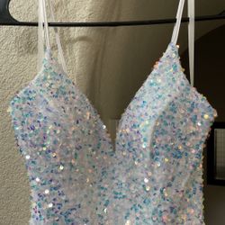 White Sequin Formal Dress