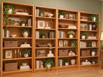 Set of 4, matching 7 foot tall bookcases