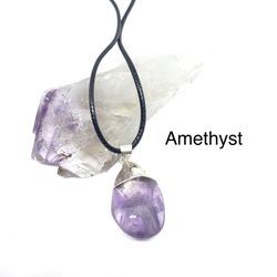 Amethyst Genuine Crystal (3in) & Pendant Necklace Set