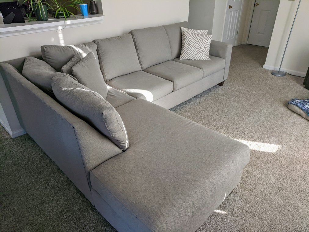 9 ft x 7ft Gray Sectional Couch - $800 OBO