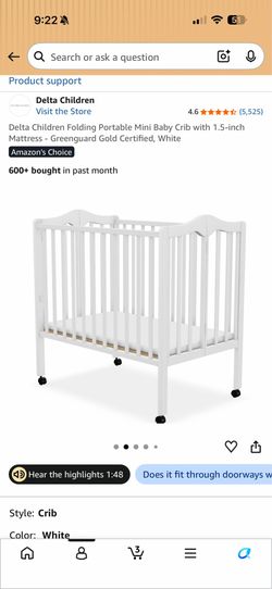 Delta portable mini crib + Modera mini-crib mattress + SafeRest waterproof cover
