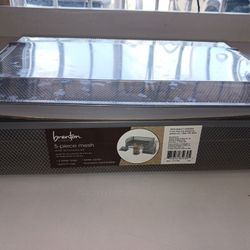 5 PIECE silver MESH DESK ACCESSORIES 