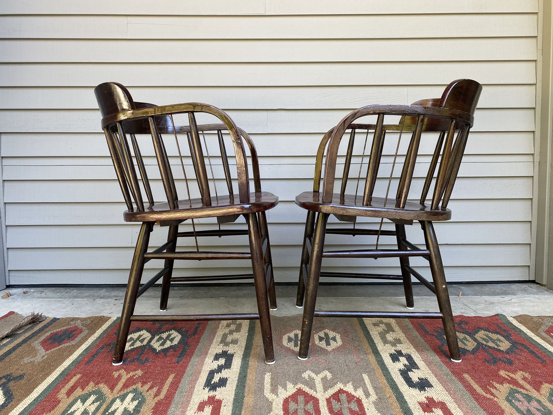 Pair of Vintage Boling Furniture Company Wood Firehouse Pub Chairs for
