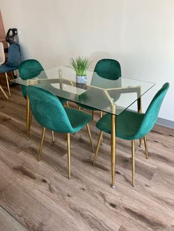 Emerald Green Gold Dining Table Set