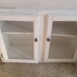 Glass Tile top Wire Door Cabonet With Shelf