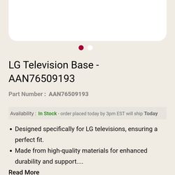 LG TV Stand Base Legs for 65" or 75" TV