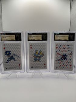 🔥🐸 CGC PRISTINE 10 BUNDLE – Froakie → Frogadier → Greninja (2013 Pokémon Playing Cards) 🐸🔥 