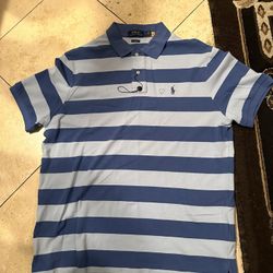 Ralph Lauren Classic Fit Mesh Polo Shirt Elite Blue Striped -Size L -New