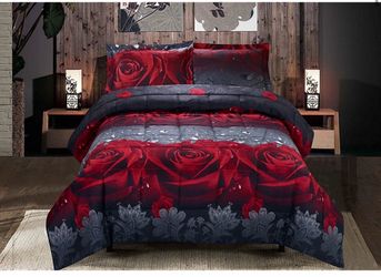 HIG Home Is Gorgeous Roselove Queen 3-Piece Comforter Set – Red/Black – New in Package