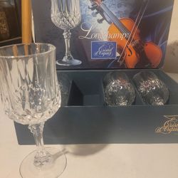 2 sets of French crystal goblets 
