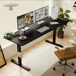 55.00-Inch Electric Height-Adjustable Standing Desk with Type-C Charging - Black