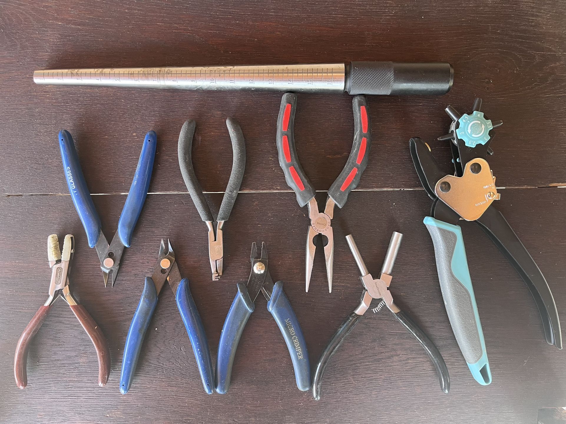Jeweler tools and a leather punch