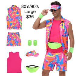 Adult 80s 90s Track Suit Workout Outfit Costume Small