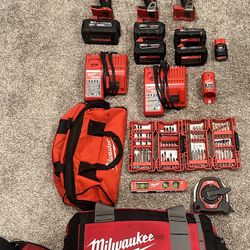 Milwaukee Power Tools, Batteries And Chargers With Bags! 
