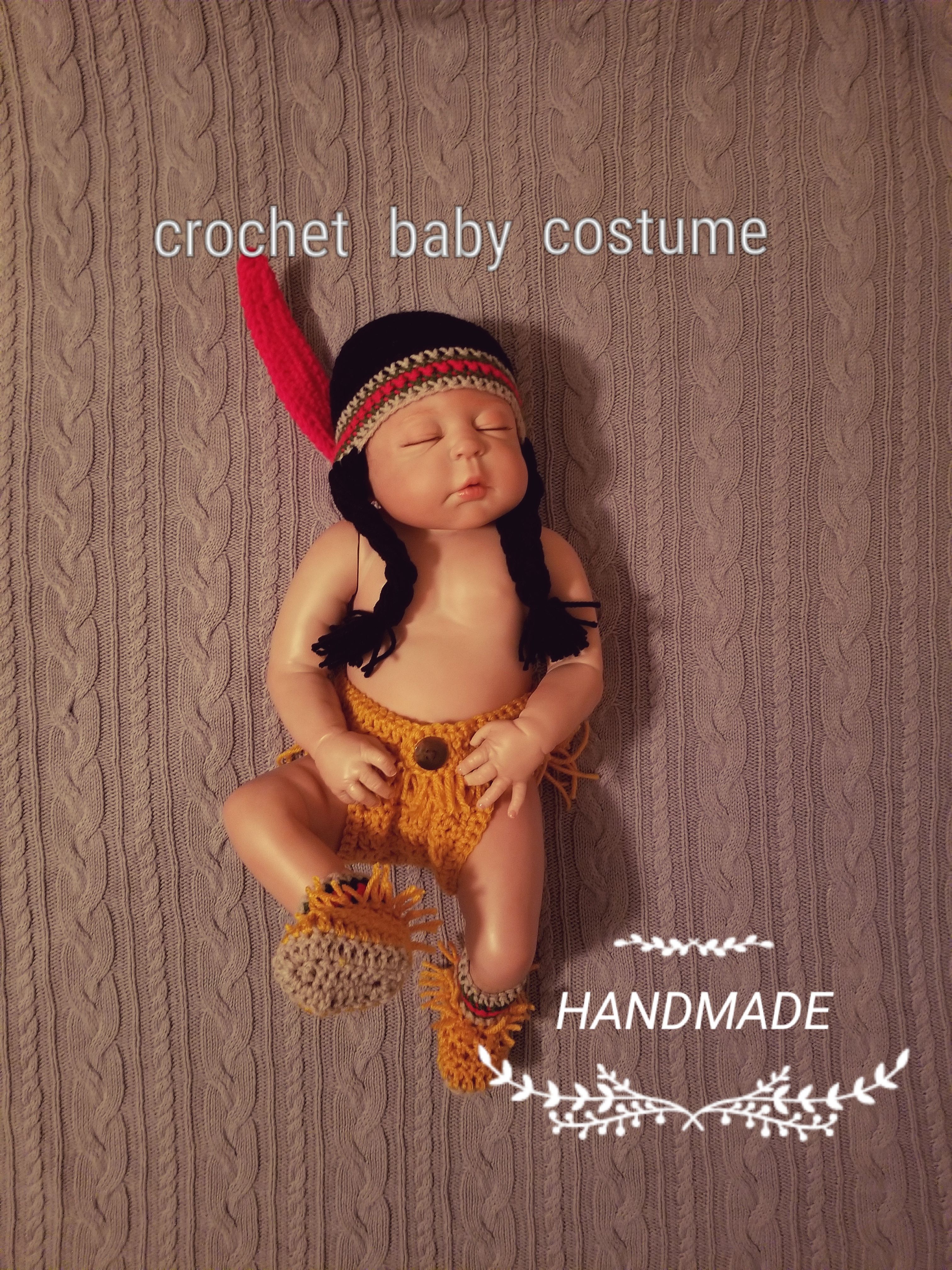 Crochet baby costume native American Indian