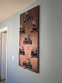 Bronze Metal Wall Hangings With Unique Candle Holders