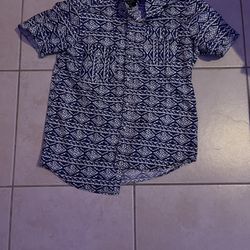 Blue And White Button Up Medium 
