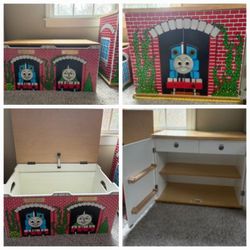 Thomas the Train Wooden Storage Box and Storage Cabinet - RARE !