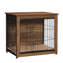 Furniture-Style Wooden Dog Crate with Wire Door