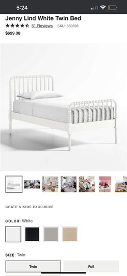 Crate and Barrel Twin Size Jenny Lind white bed