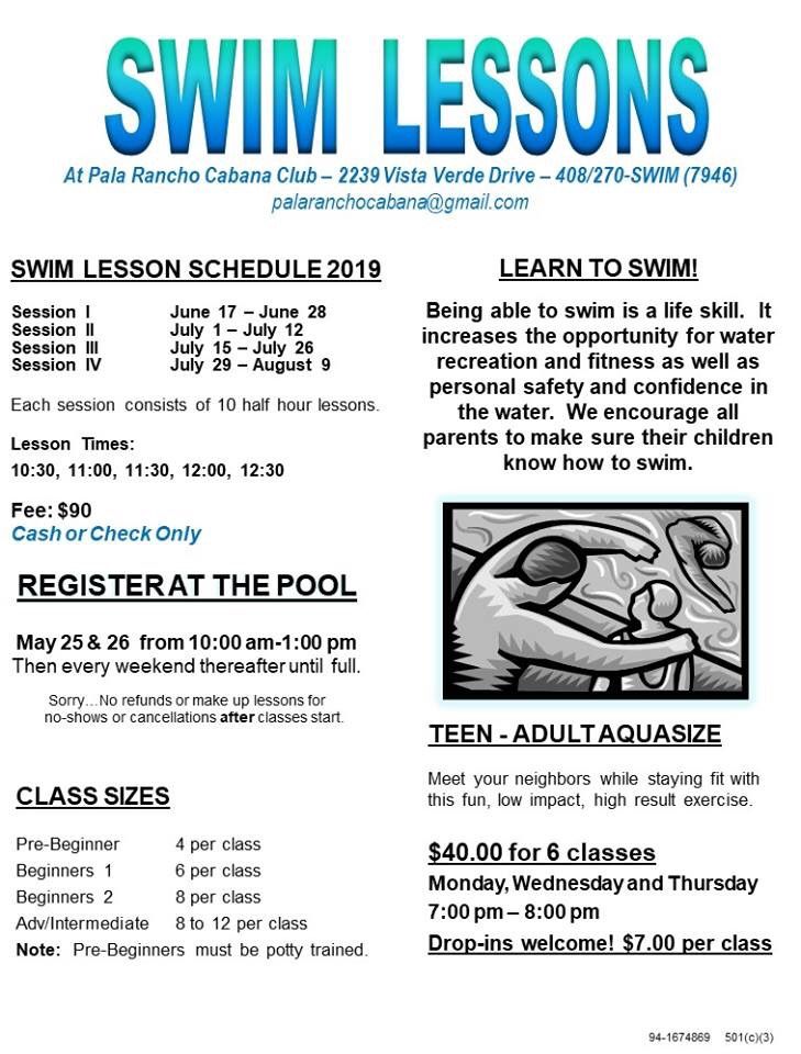 Summer Swim Lessons @ Pala Rancho Cabana Club!