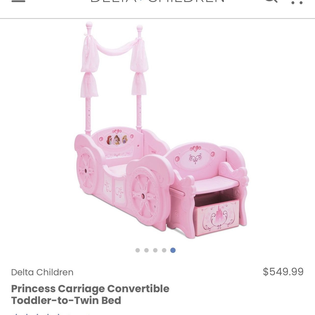 Delta Children Disney Princess Carriage Convertible Toddler Bed