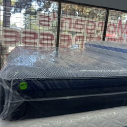 QUEEN SIZE SERTA PERFECT SLEEPER PILLOW TOP MATTRESS & BOX SPRING BED SET