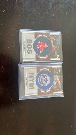 Rafael Devers and Peter Alonzo and Bo Beckette 2023 commemorative team logo patch relic card