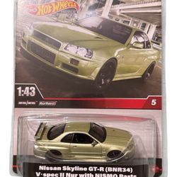 Hot Wheels Premium 2024 Nissan Skyline GT-R BNR 34 1:43 Scale