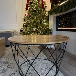 Modern Wood Round Coffee Table 33”