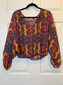 Printed Boho Blouse with Balloon Sleeves