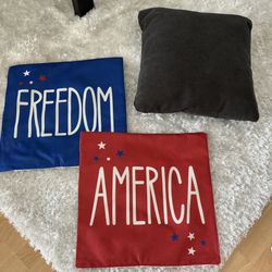 Two 4th of July pillow covers. 18”x18”   And Table Runner 13” X108” 