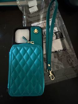 Teal Quilted Phone Case Wristlet Wallet