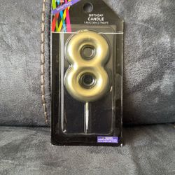 Gold Number 8 Birthday Candle Party Decoration