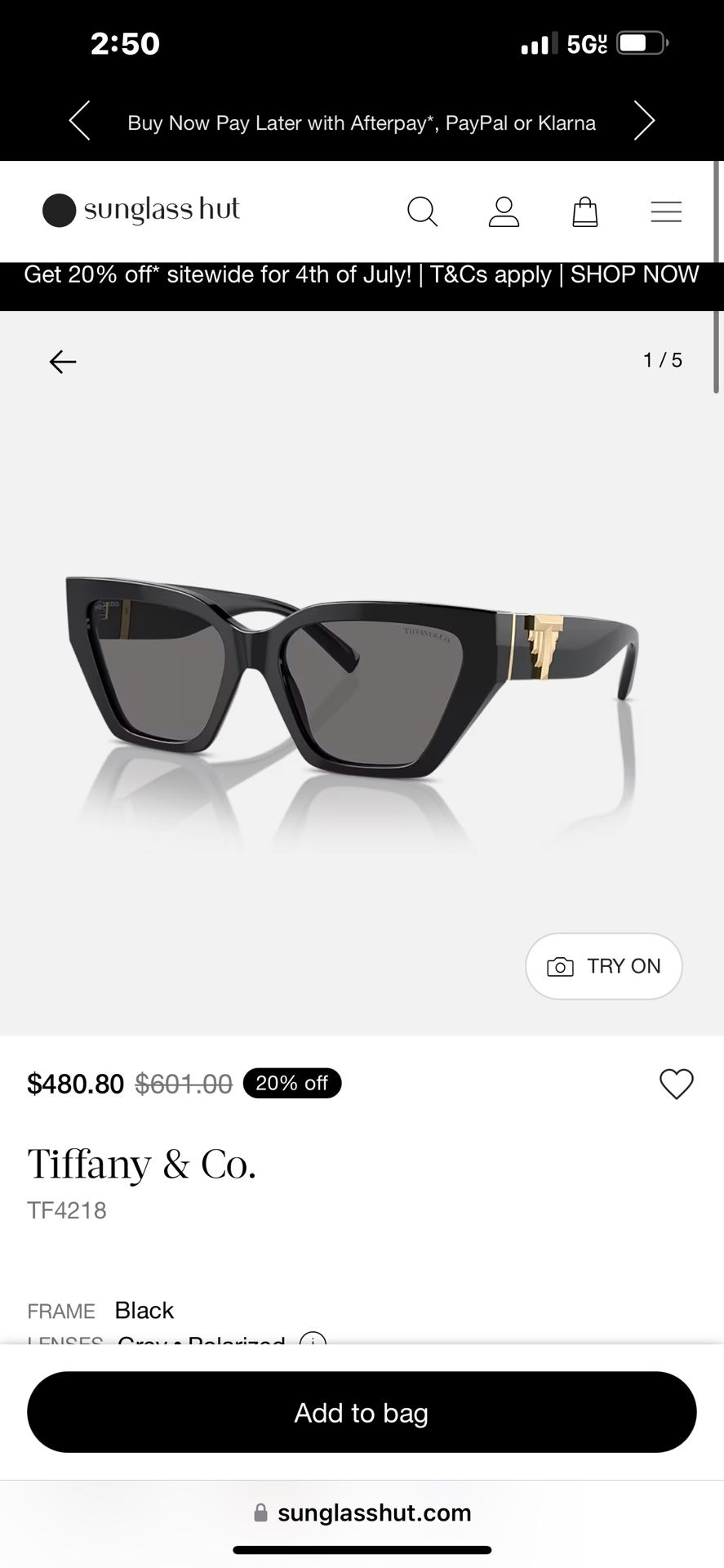 Tiffany & Co Woman’s Shades Polarized Sunglasses