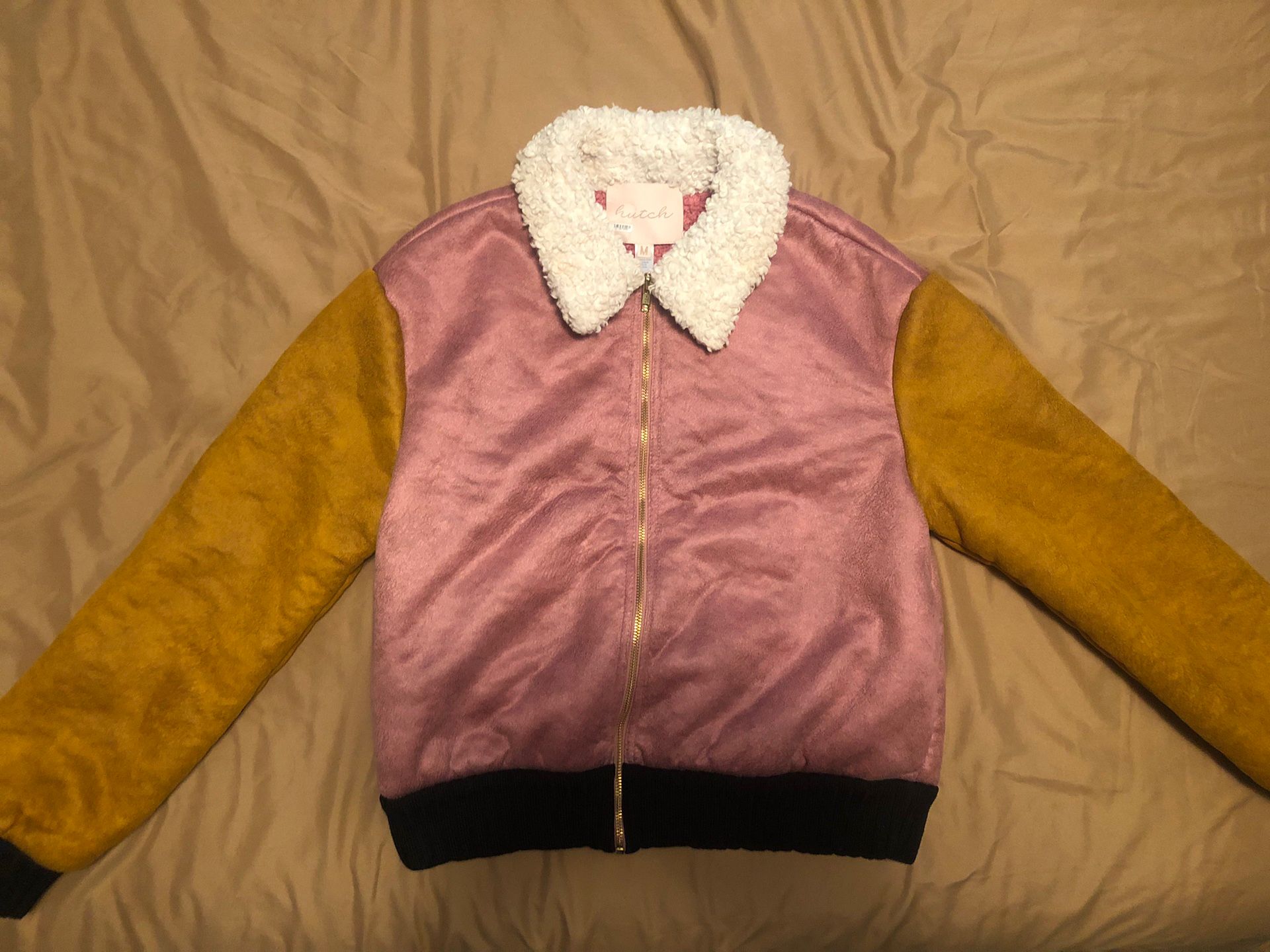 New Anthropologie Suede Bomber Jacket Medium
