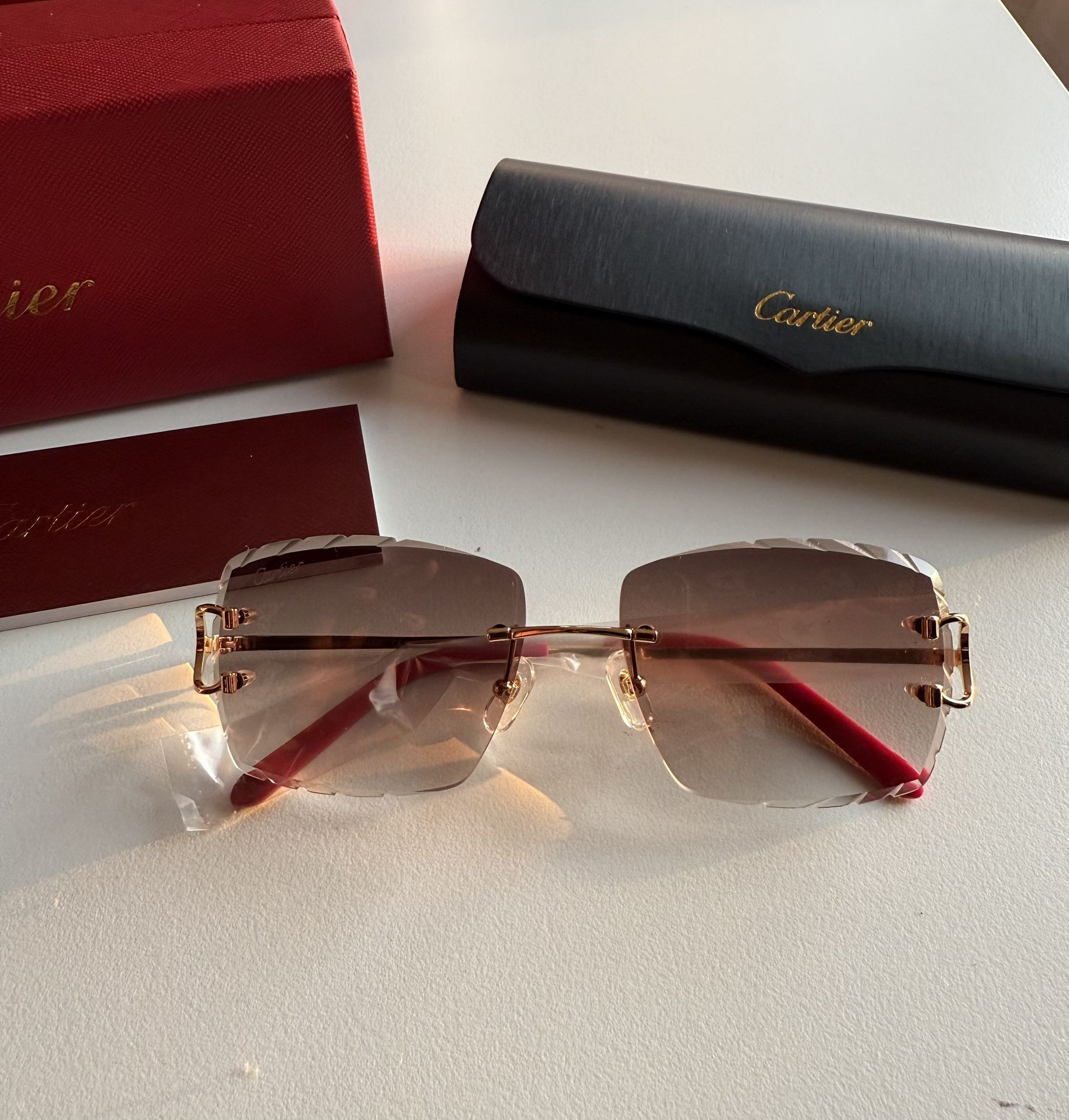 Cartier Glasses (Diamond cut), Brown Lense, Gold Frame