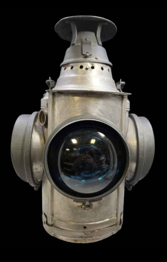 Antique DRESSEL Railroad Switch Lantern Jw Blue/Red Lenses & Cast Iron Base