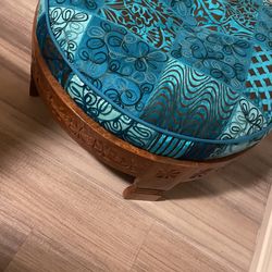 Indian Hand Made Craved stool Blue