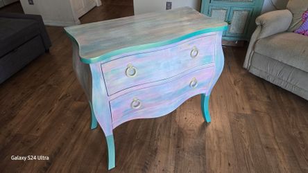 Hand-Painted Bombe Chest 2-Drawer Dresser
