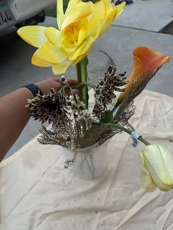 Long stem, single artificial flowers mix