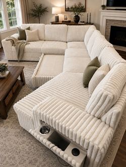 Sectional couch with pullout and chargers