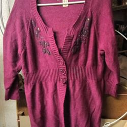 Y2K  Burgundy Full Length Sweater Sweater 