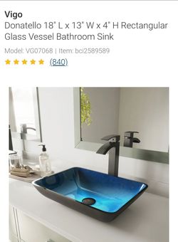 Donatello Turquoise Blue Glass 18 in. L x 13 in. W x 4 in. H Rectangular Vessel Bathroom Sink