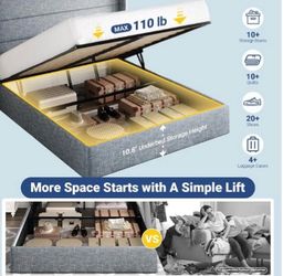Queen size lift up storage bed