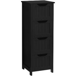 Bathroom Storage Cabinet, 12" W Slim 4-Drawer Design, Black