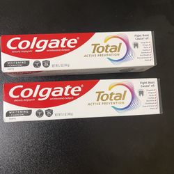 2Pack Colgate Total Active Prevention Whitening and Charcoal Toothpaste, Mint, 5.1 oz